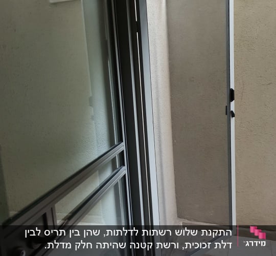 דלת אלומיניום עם זכוכית פתוחה למרפסת